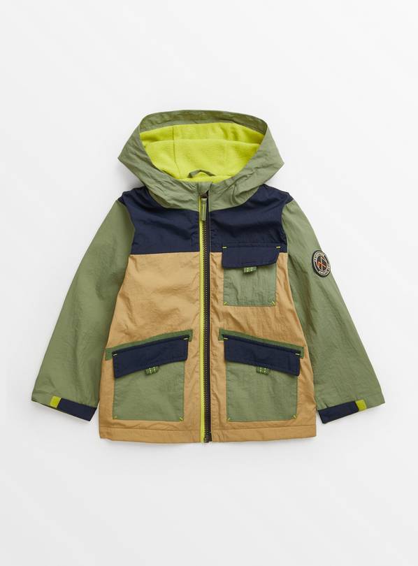 Green Colour Block Mac Coat 1-1.5 years